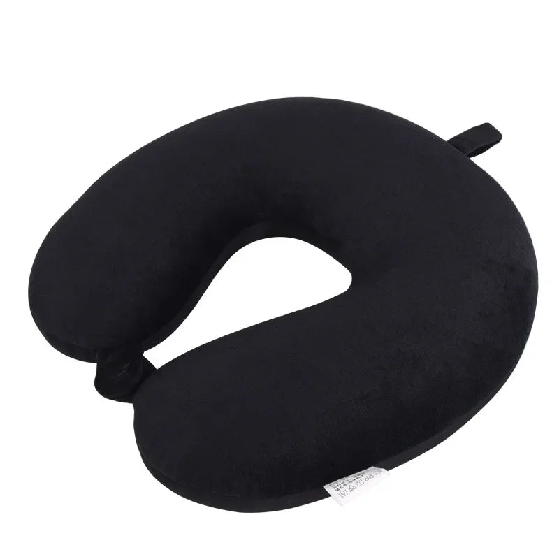 Travel Pillow Memory Foam Head Neck Airplane Pillow Traveling Car Home Office Travel Neck Flight Pillow Snap Strap Soft Cover