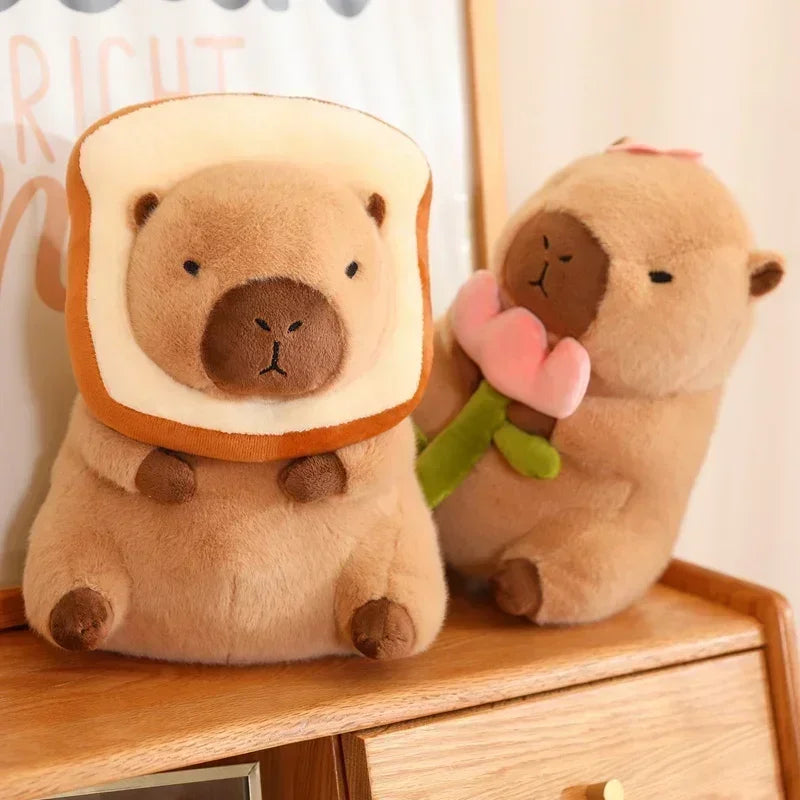 23CM Kawaii Anime Capybara Bread Plush Toy Creative Stuffed Animals Capybara Toast Doll Girl Birthday Toys Girlfriend Cute Gift