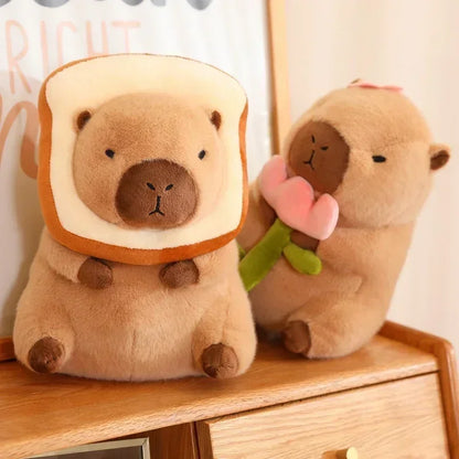 23CM Kawaii Anime Capybara Bread Plush Toy Creative Stuffed Animals Capybara Toast Doll Girl Birthday Toys Girlfriend Cute Gift