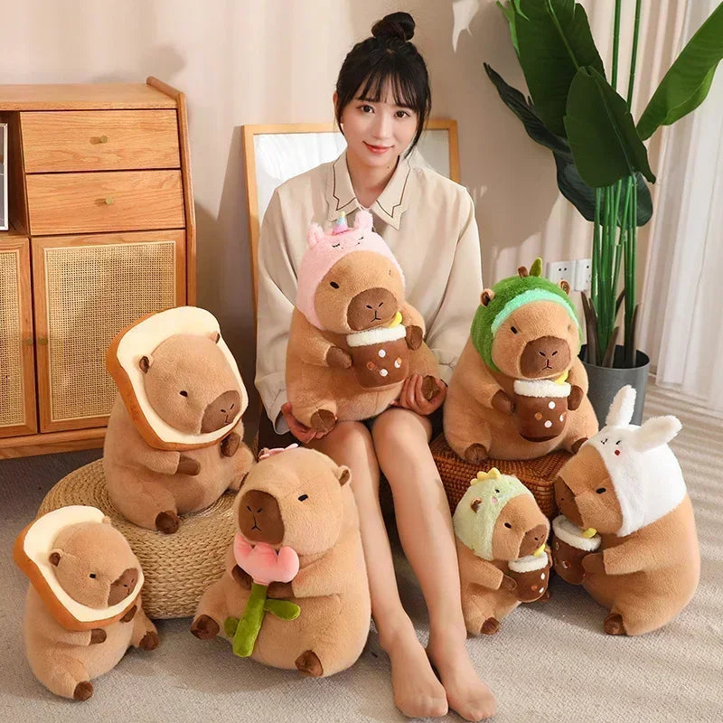 23CM Kawaii Anime Capybara Bread Plush Toy Creative Stuffed Animals Capybara Toast Doll Girl Birthday Toys Girlfriend Cute Gift