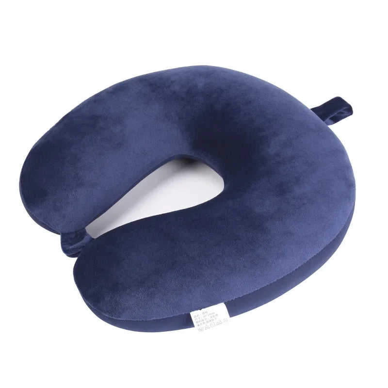 Travel Pillow Memory Foam Head Neck Airplane Pillow Traveling Car Home Office Travel Neck Flight Pillow Snap Strap Soft Cover